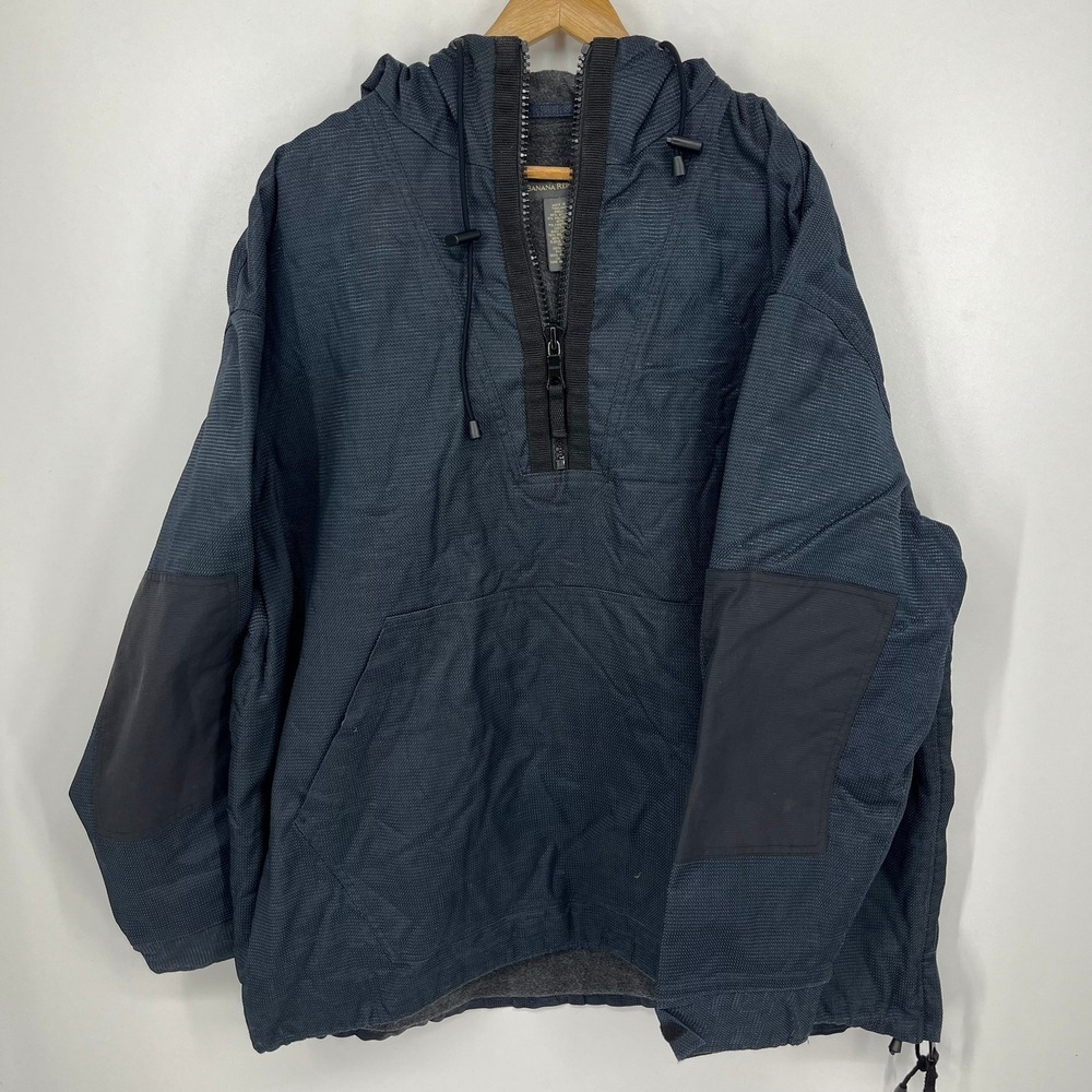 Banana Republic Mens XL Blue Textured Half Zip Anorak Fleece Lined Jacket Vtg - Picture 1 of 13